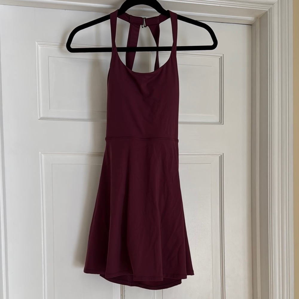 NWT Halara Burgundy Backless Twisted Flare Dance Active Dress-Easy Peezy - S